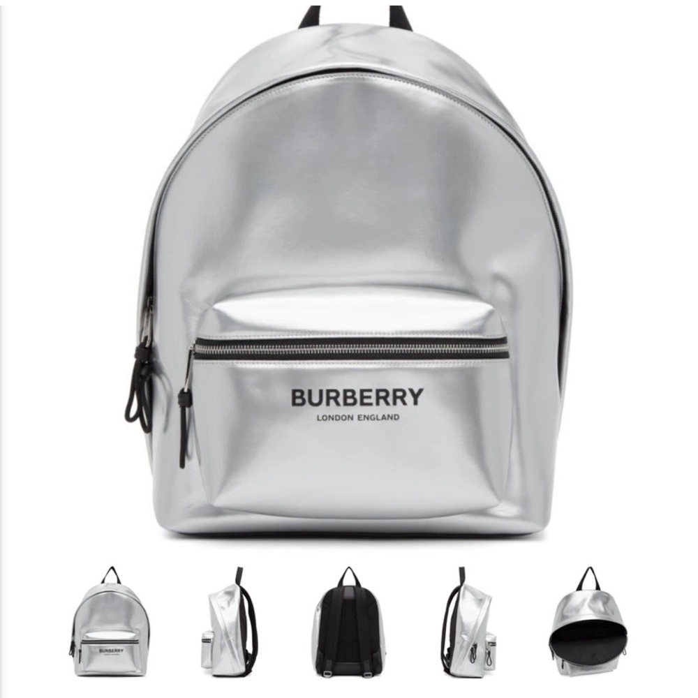 Burberry Coated Silver Jett Backpack for Men NEW! Unisex